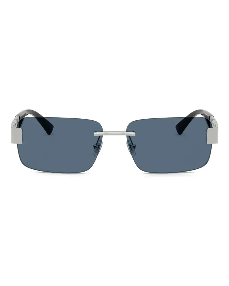 Versace Sonnenbrille mit eckigem Gestell - Silber Silber