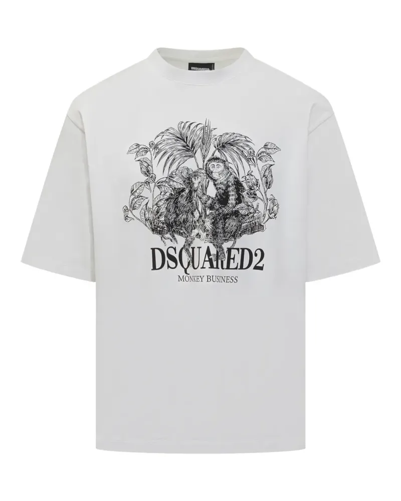 Dsquared2 T-Shirt mit lockerem Schnitt - Weiß Weiß