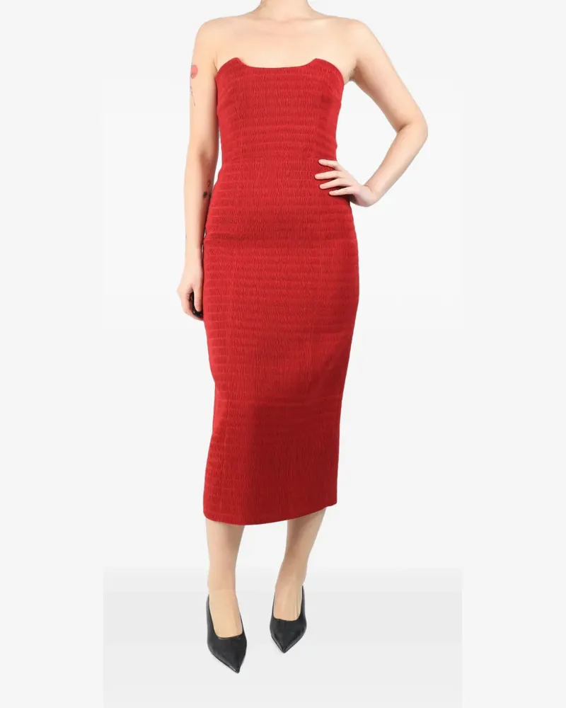 EMILIA WICKSTEAD shirred strapless midi dress - Rot Rot