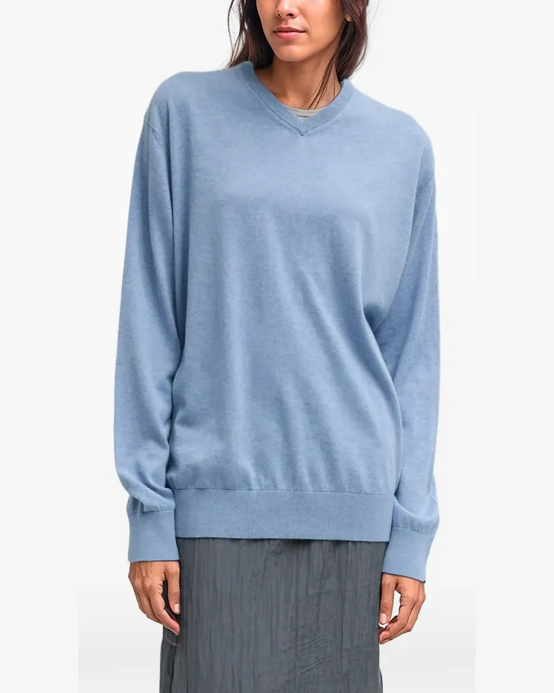 tibi V-neck cotton sweater - Blau Blau