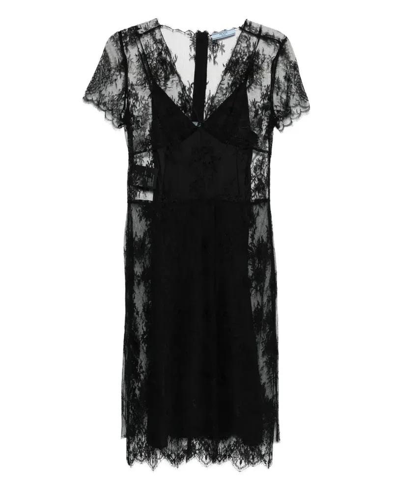 Prada Kleid mit V-Ausschnitt - Schwarz Schwarz