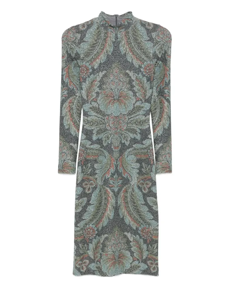 Etro Stehkragen-Kleid mit Blumenmuster - Blau Blau