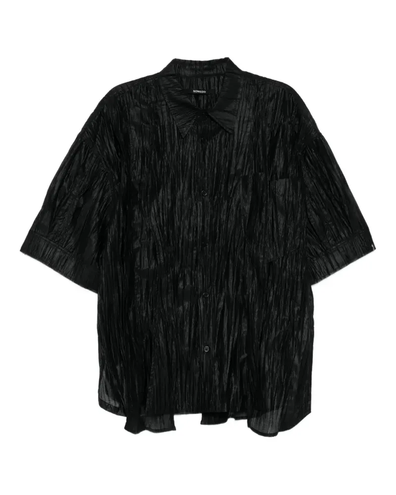 SONGZIO crinkled short-sleeve shirt - Schwarz Schwarz