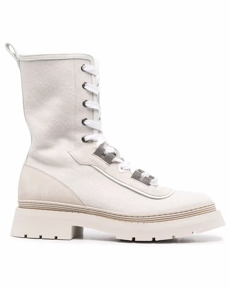 Brunello Cucinelli Stiefeletten mit Schnürung - Weiß Weiß