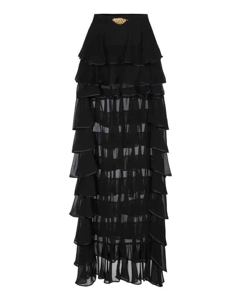 Elisabetta Franchi skirt in georgette fabric with flounces - Schwarz Schwarz