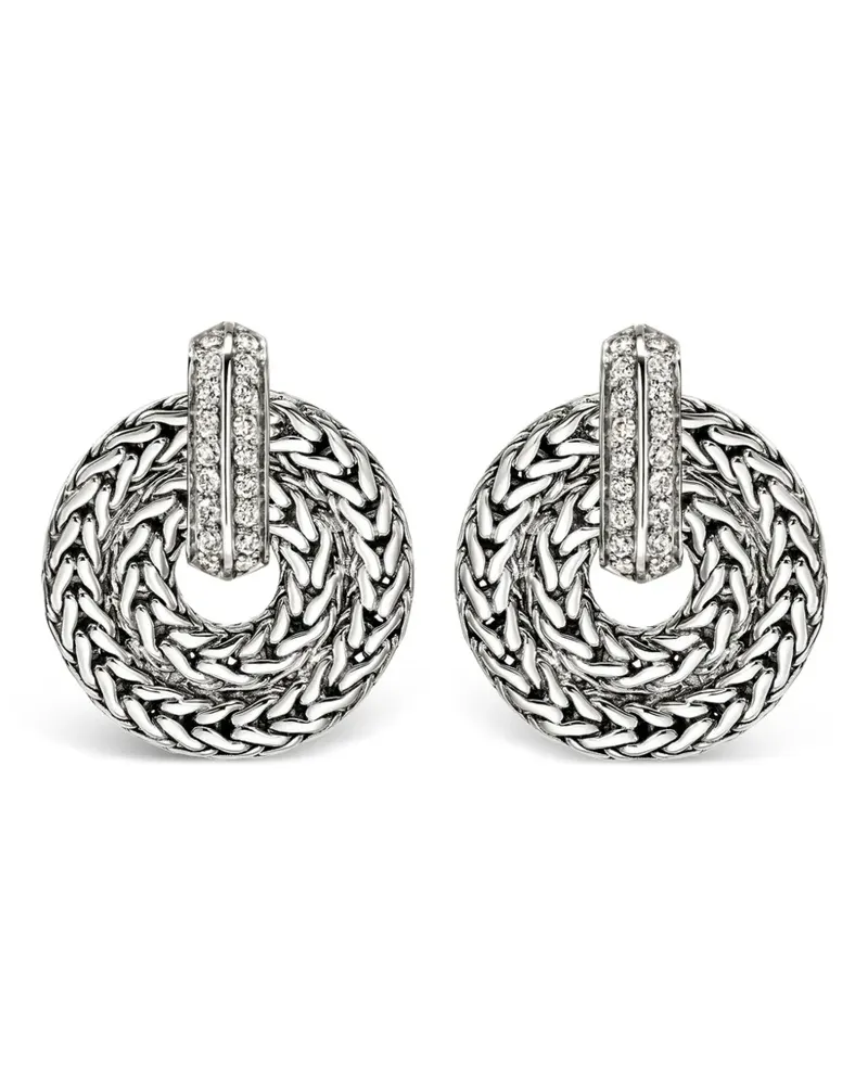John Hardy Icon link diamond earrings - Silber Silber