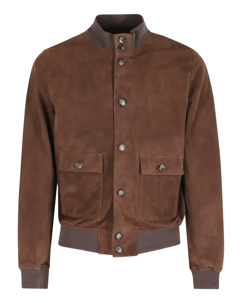 Stewart buttoned flap-pocket suede jacket - Braun Braun