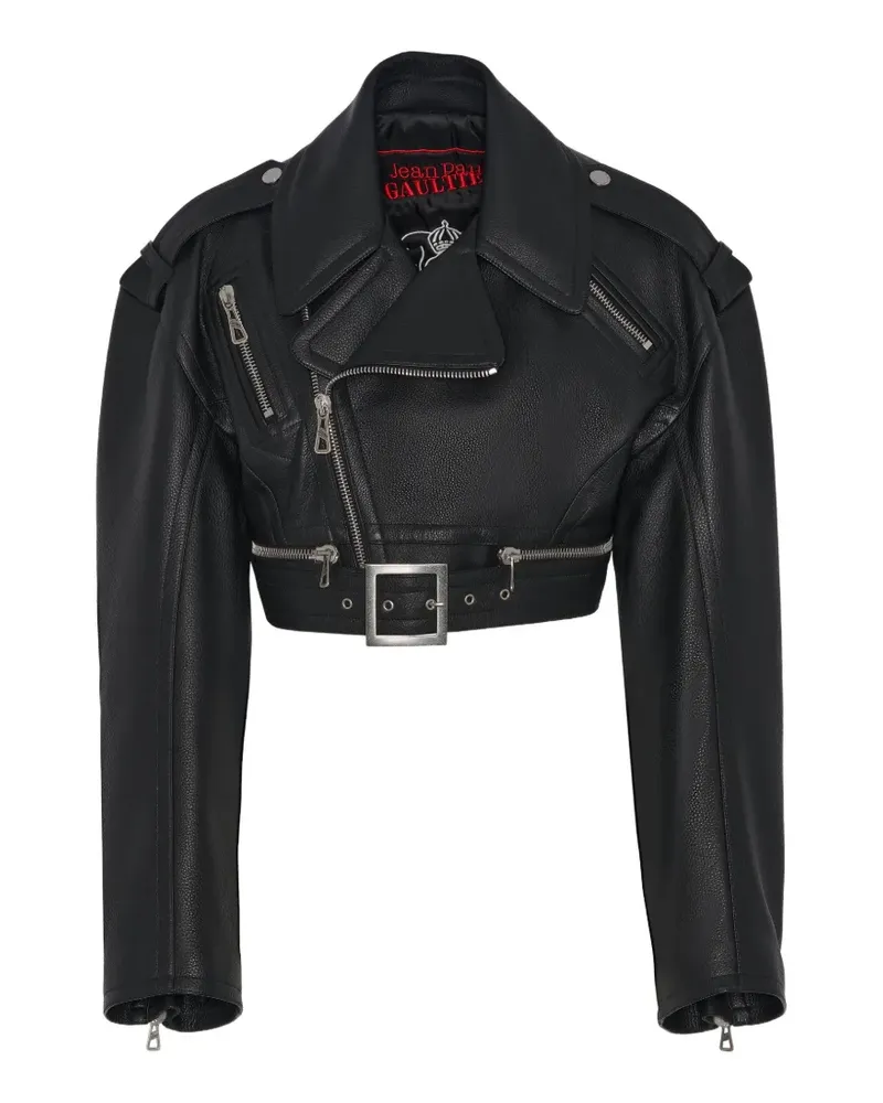 Jean Paul Gaultier Cropped-Jacke aus Leder - Schwarz Schwarz