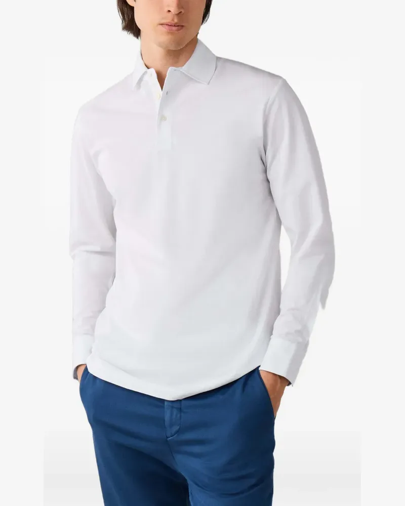 Hackett Langärmeliges Poloshirt - Weiß Weiß