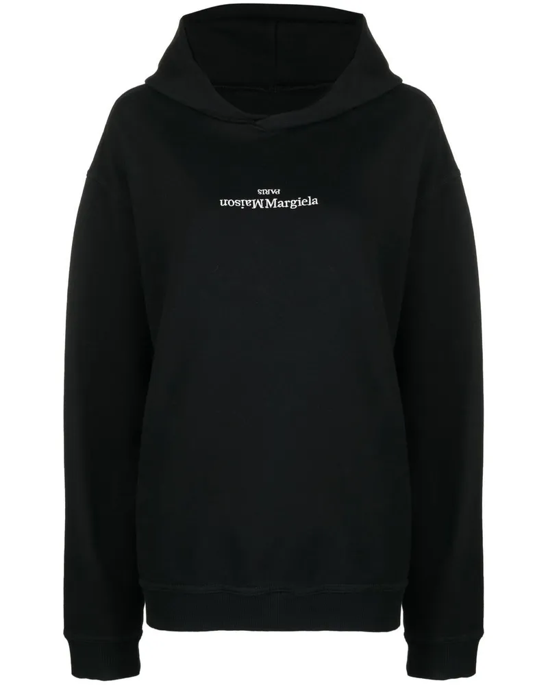 Maison Margiela Hoodie mit Logo-Print Schwarz