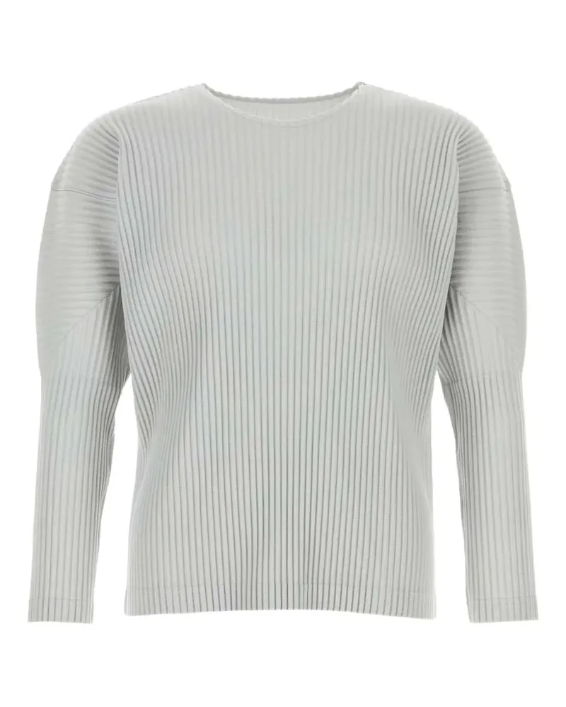 Issey Miyake Plissiertes Langarmshirt - Weiß Weiß