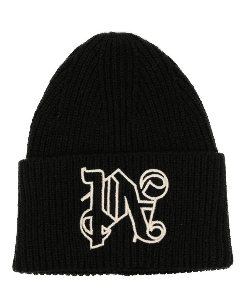 Palm Angels Beanie mit Monogramm-Stickerei Schwarz