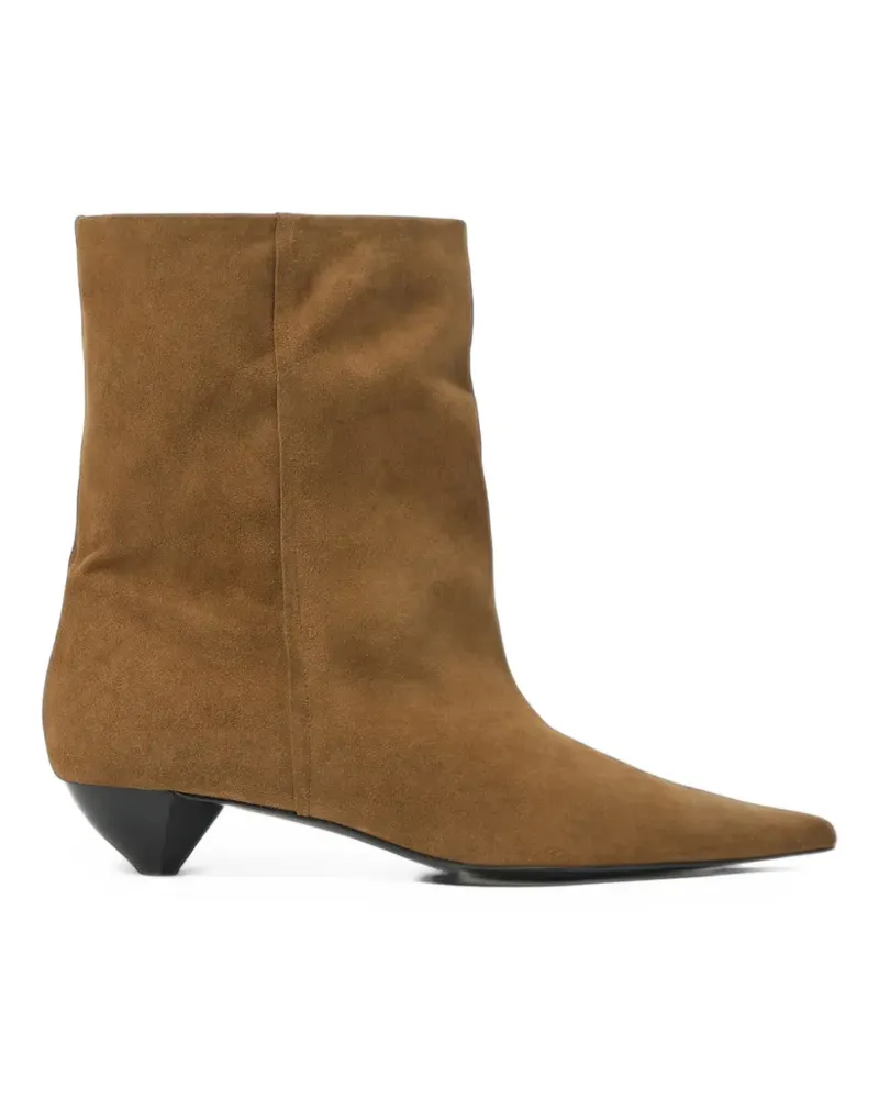 BIMBA Y LOLA Olivfarbene Stiefeletten aus Wildleder mit Absatz - Braun Braun