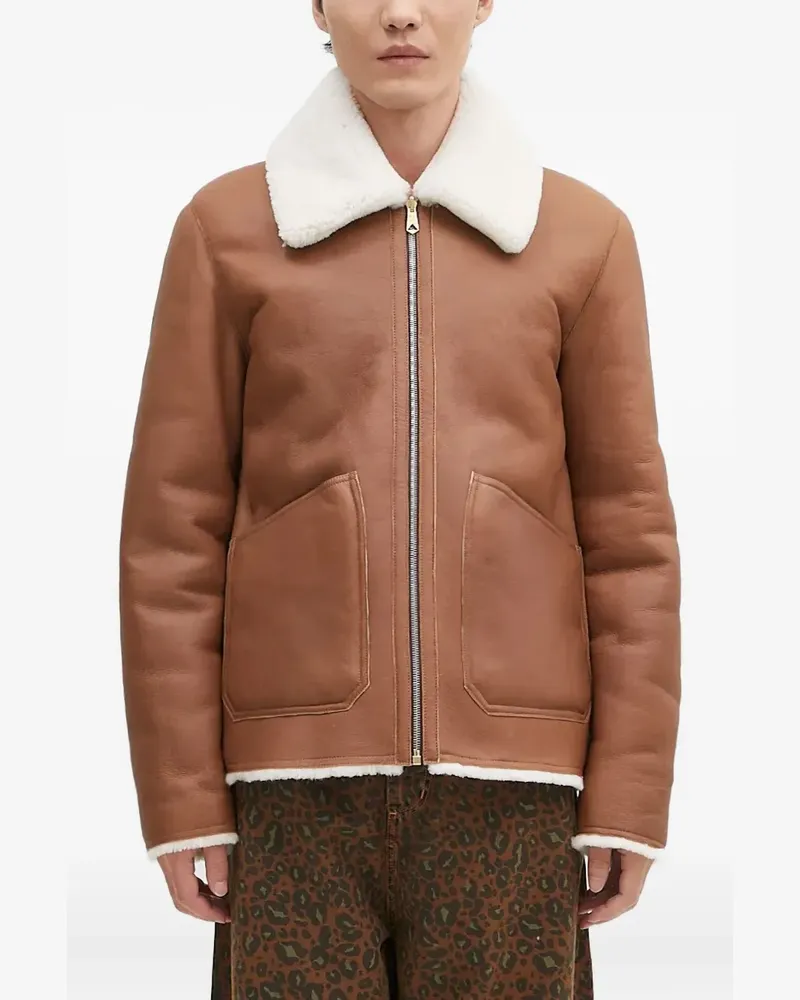 Paul Smith Lederjacke mit Shearling-Kragen - Braun Braun