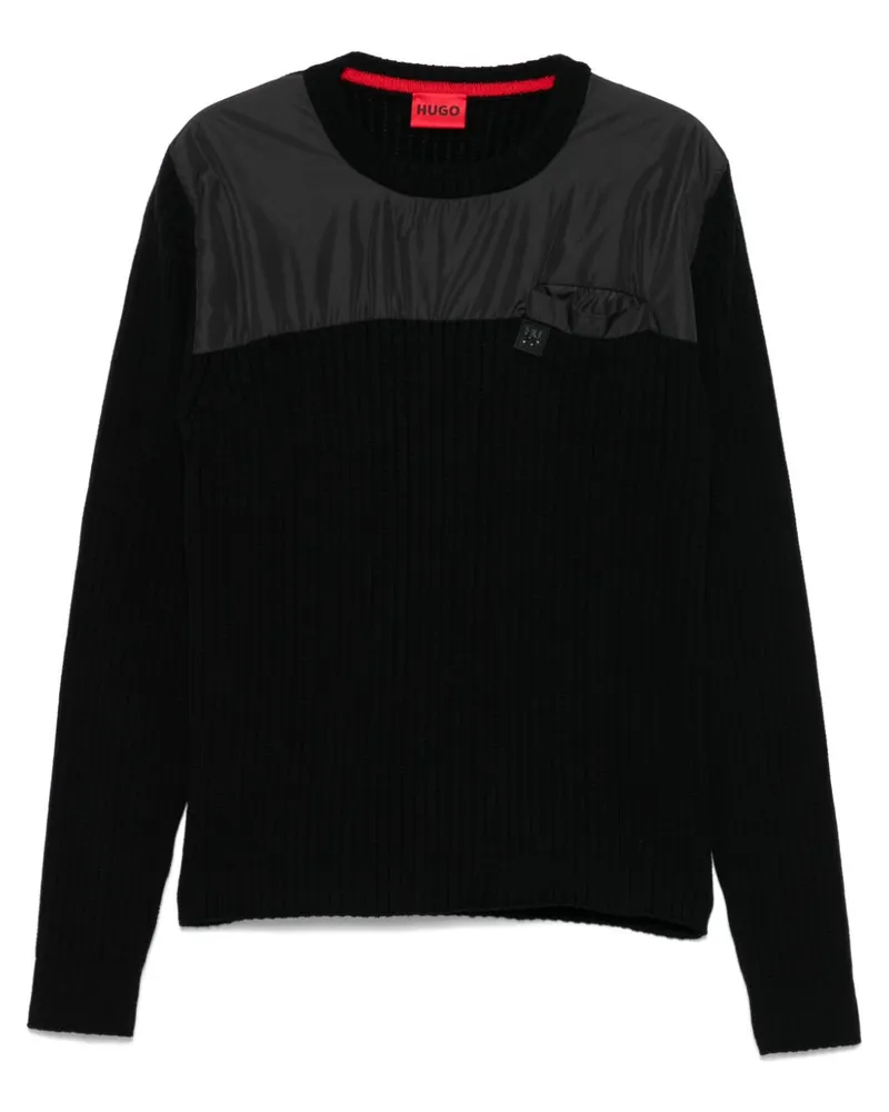 HUGO BOSS Pullover mit gestreiftem Einsatz - Schwarz Schwarz
