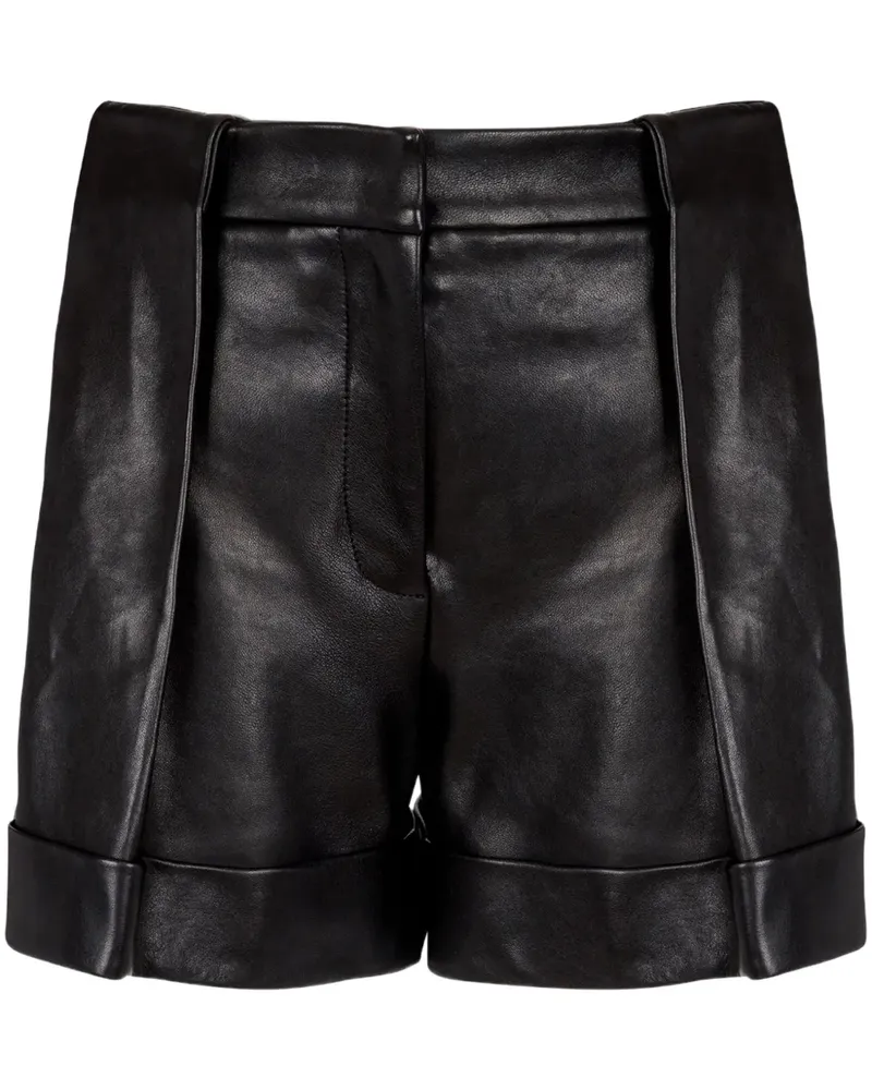 Balmain Shorts aus Leder mit Bundfalten - Schwarz Schwarz