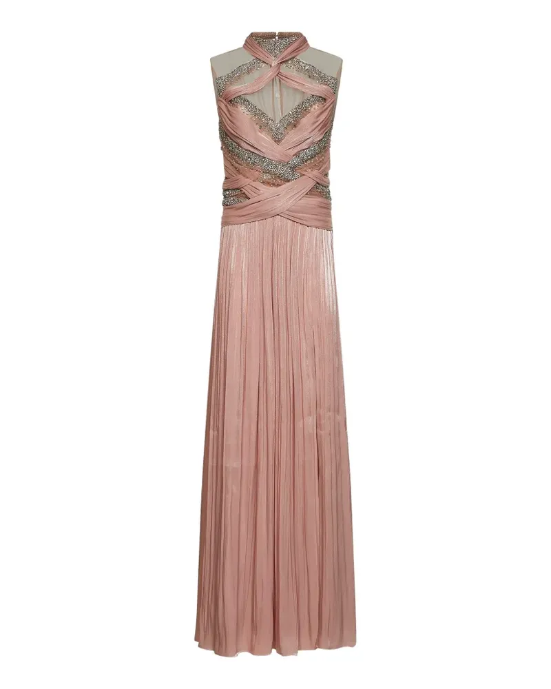 COSTARELLOS Avalia crystal-embellished draped maxi dress - Rosa Rosa