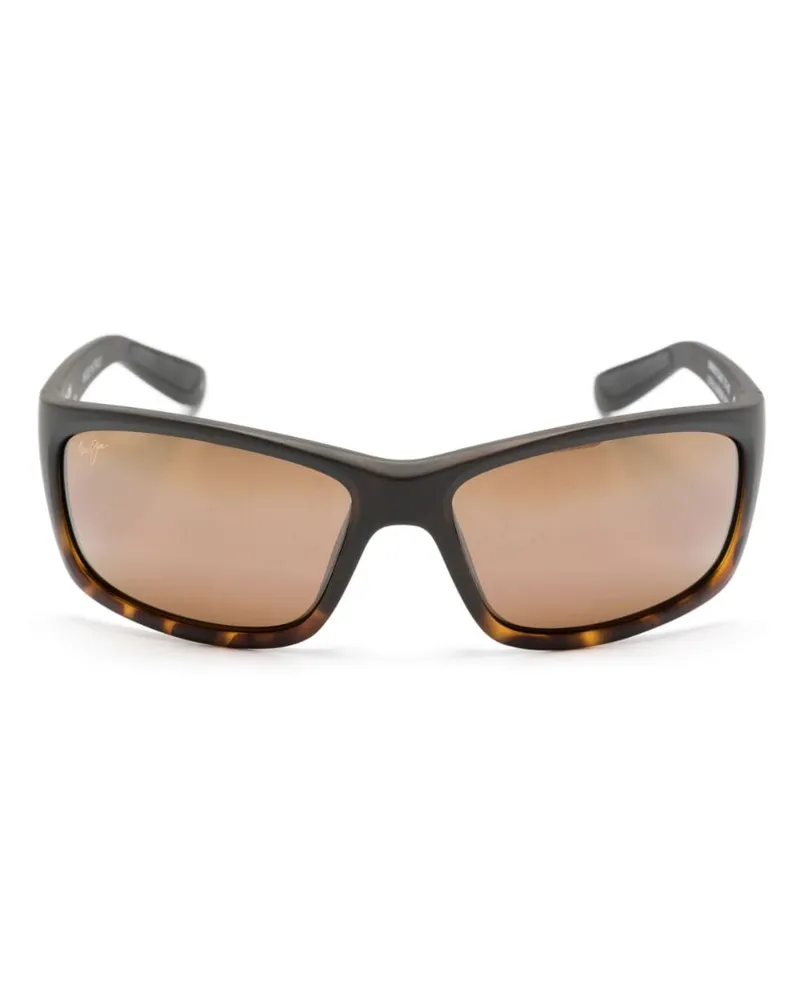 Maui Jim Eckige Kanaio Coast Sonnenbrille - Schwarz Schwarz