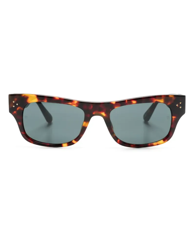 Linda Farrow Eckige Sonnenbrille in Schildpattoptik - Braun Braun