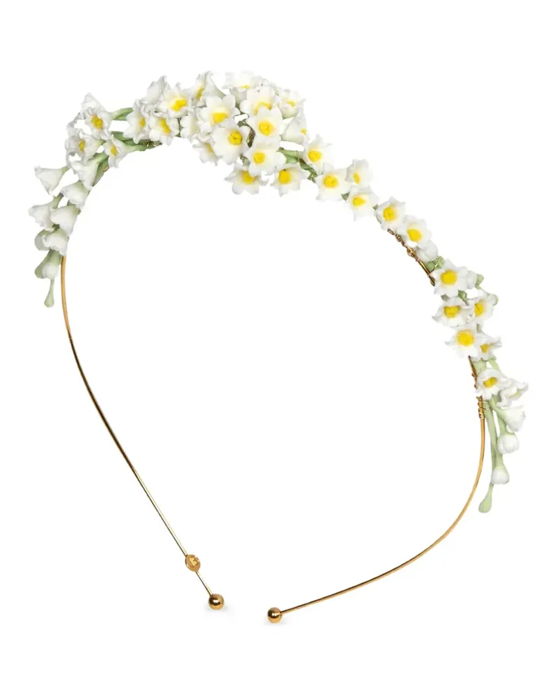 Jennifer Behr Victoria Haarreif mit Blumenapplikation - Weiß Weiß