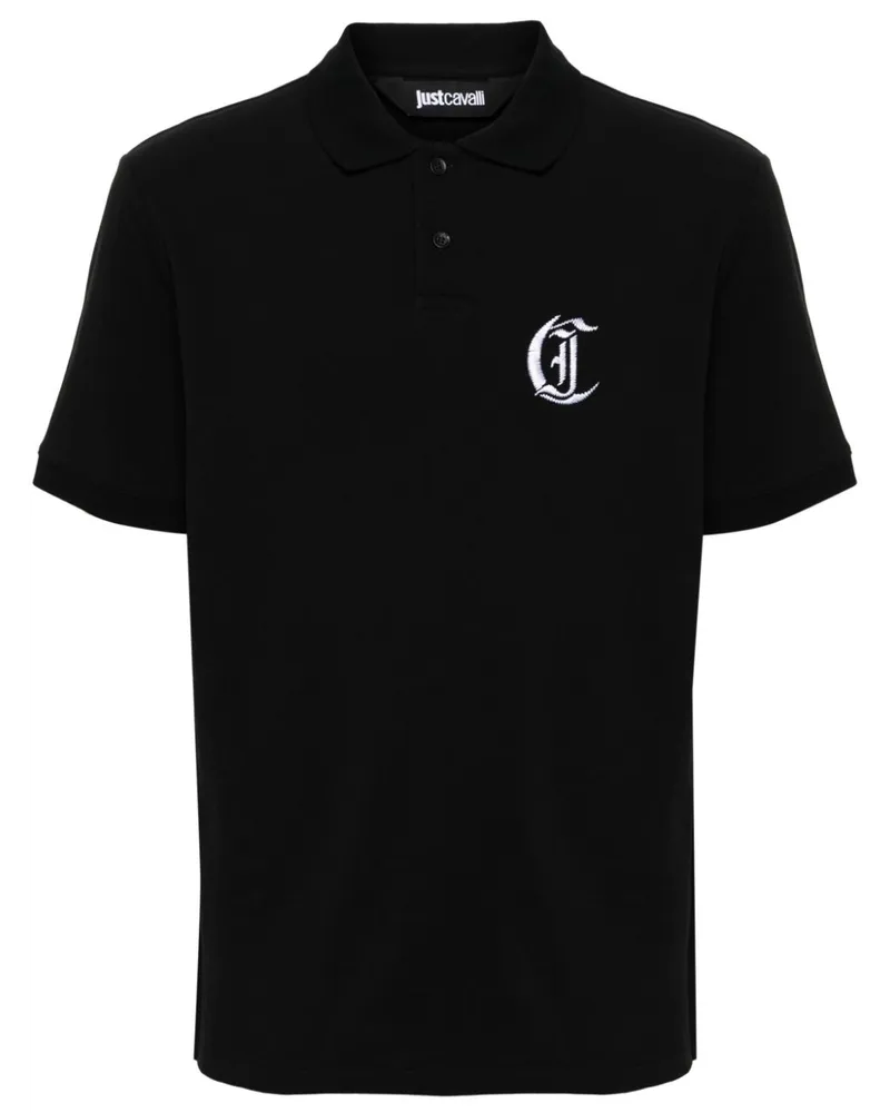 Just Cavalli Poloshirt mit Monogramm-Stickerei Schwarz