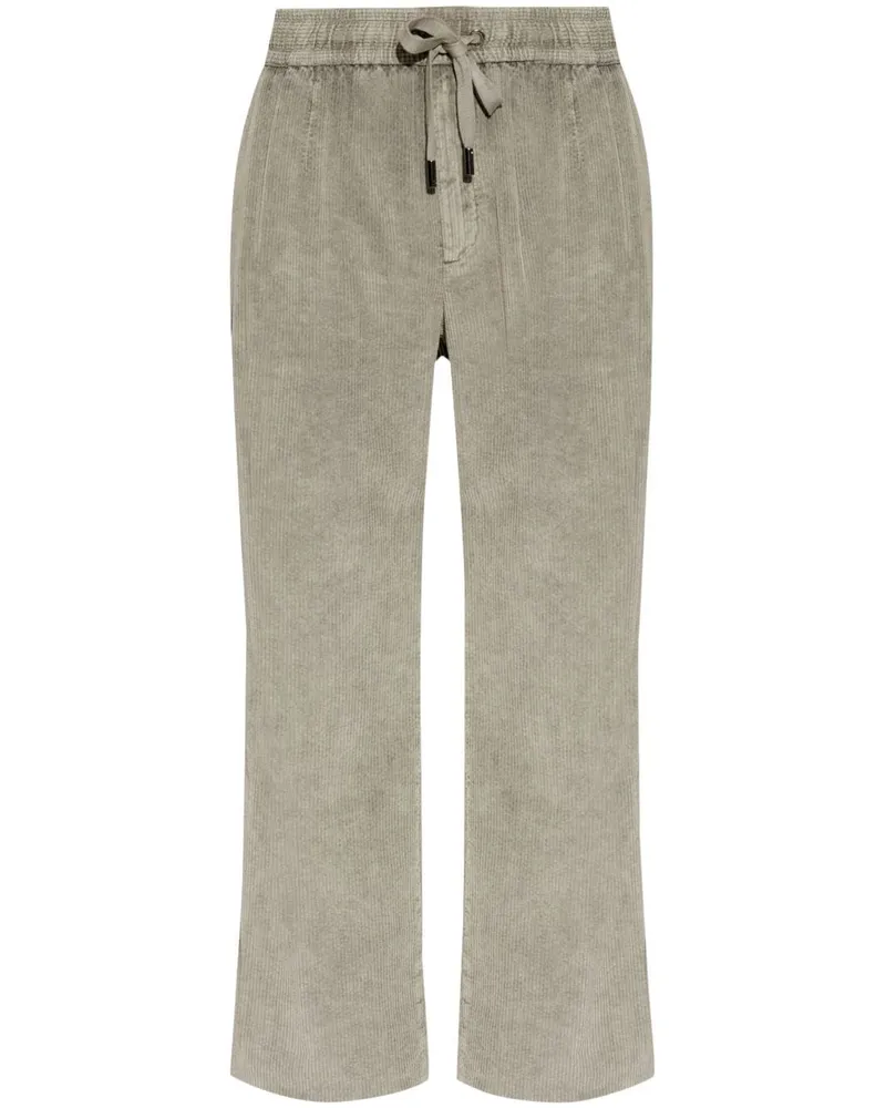 Dolce & Gabbana Hose aus Cord mit Logo-Schild - Grau Grau