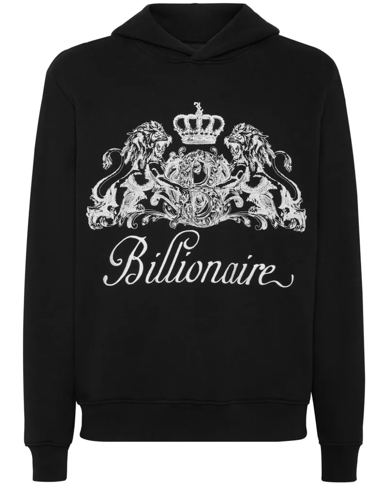 Billionaire Hoodie mit Logo-Applikation Schwarz