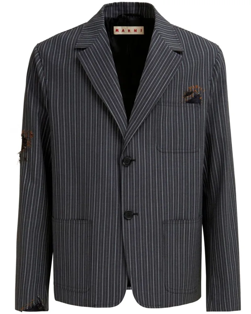 Marni Gestreiftes Sakko im Distressed-Look - Schwarz Schwarz