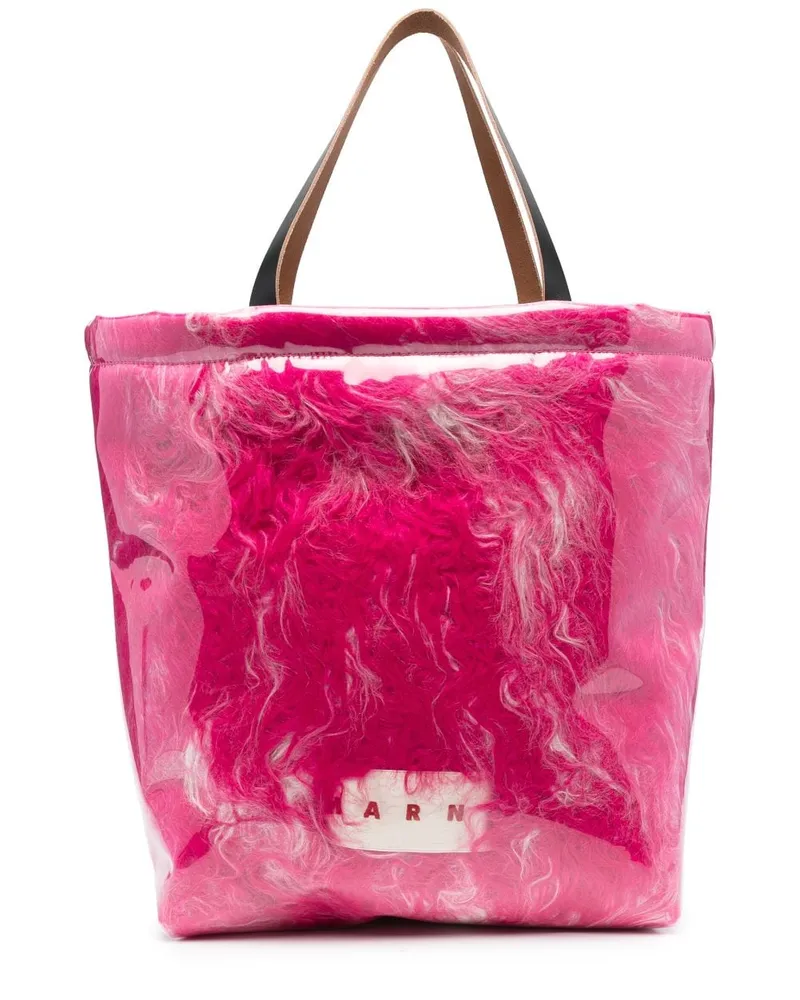 Marni Shopper aus Faux Fur - Rosa Rosa