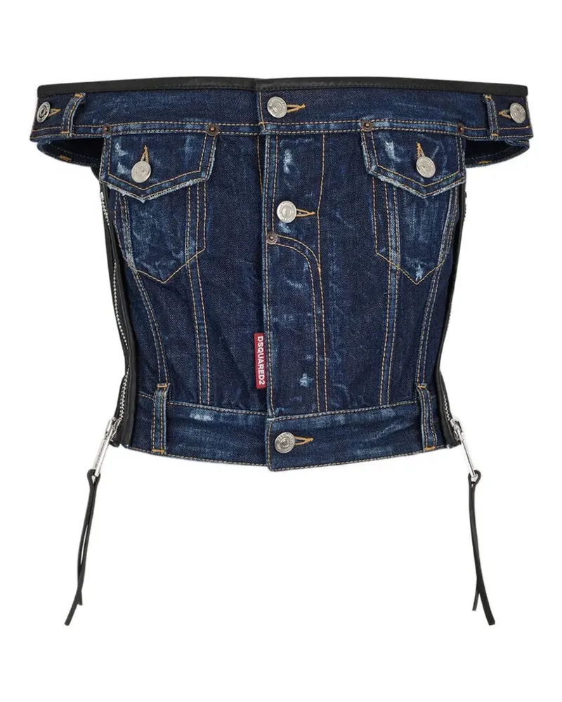 Dsquared2 Upside Oberteil in dunkler Waschung - Blau Blau
