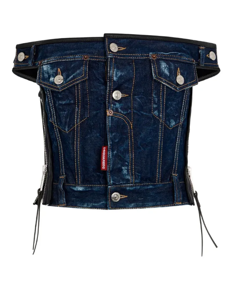 Dsquared2 Upside Oberteil in dunkler Waschung - Blau Blau