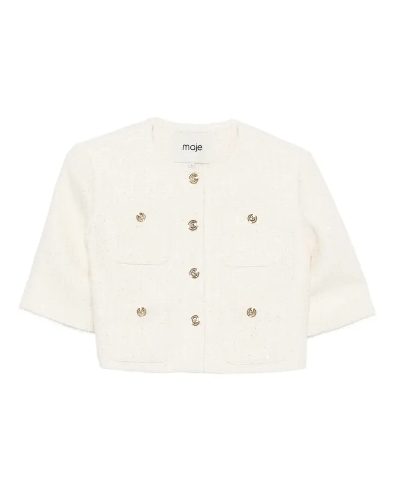 Maje short-sleeve button-front jacket - Nude Nude