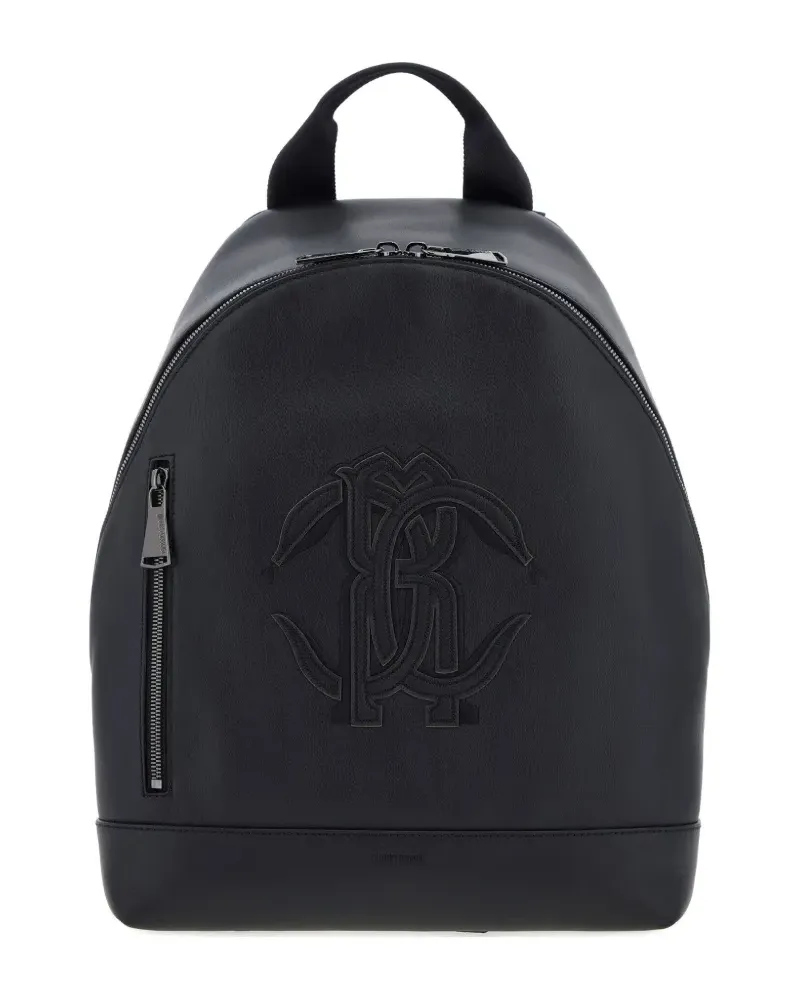 Roberto Cavalli logo zip backpack - Schwarz Schwarz