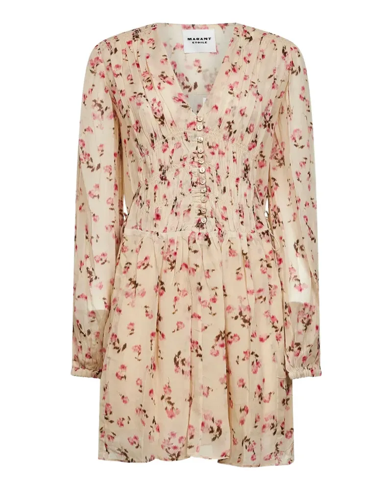 Isabel Marant Gesmoktes Kleid mit Blumenknopf - Nude Nude