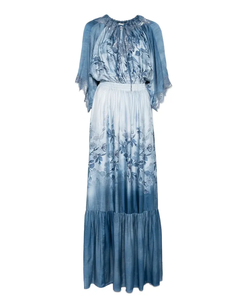 Ermanno Scervino floral lace-trim maxi dress - Blau Blau