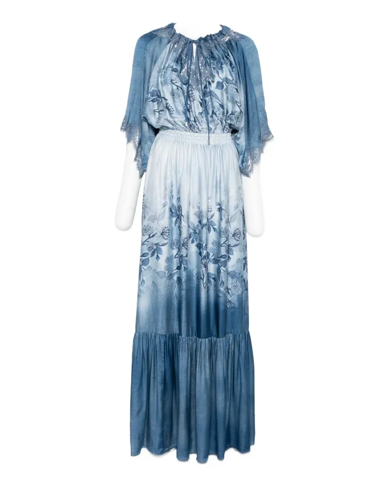 Ermanno Scervino floral lace-trim maxi dress - Blau Blau