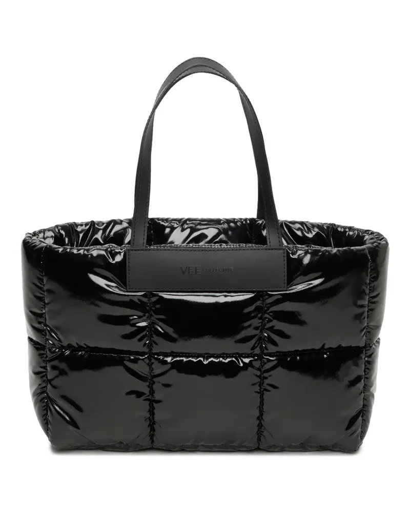 VeeCollective Gesteppte Handtasche mit Logo - Schwarz Schwarz