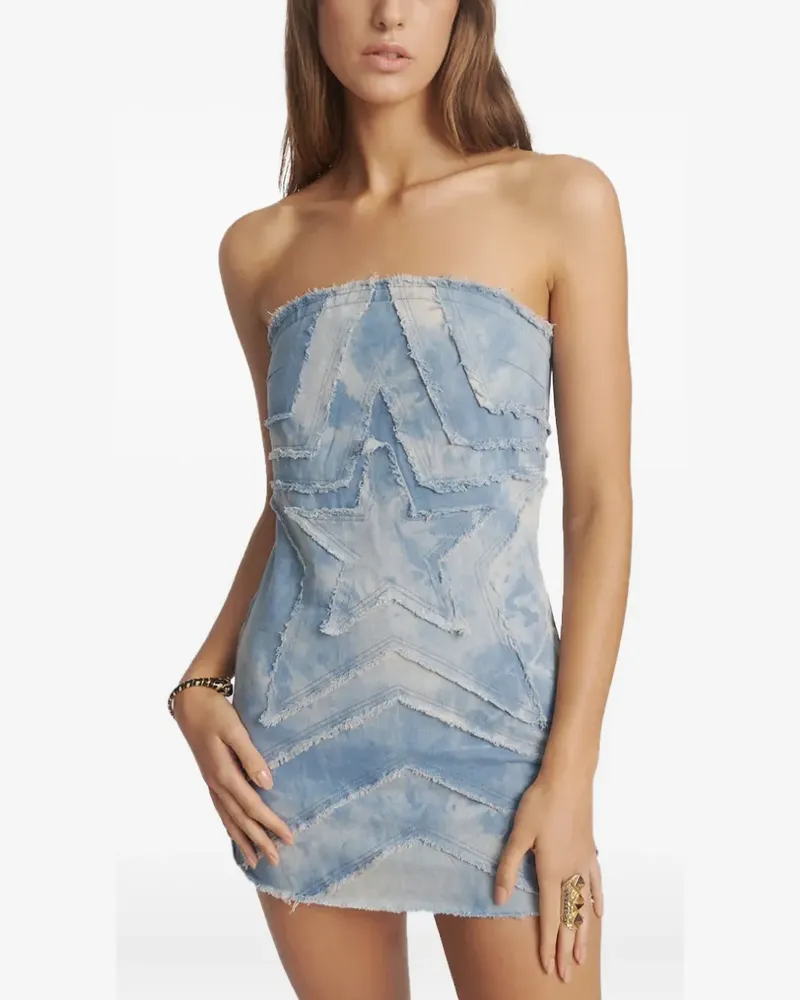 One Teaspoon star-pattern denim mini dress - Blau Blau