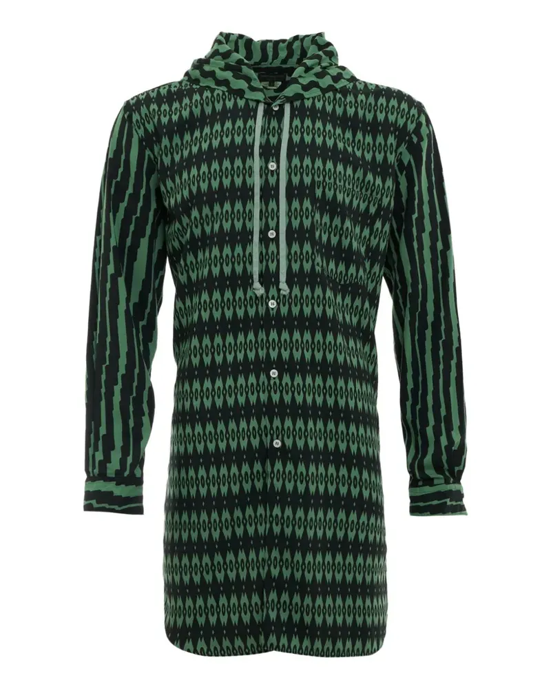 Comme des Garçons geometric-print hooded shirt - Grün Grün