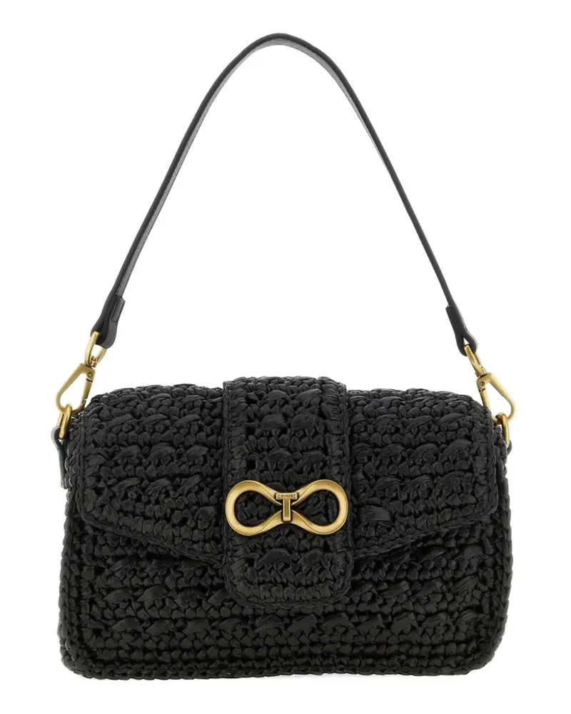 Twin-Set woven logo-plaque shoulder bag - Schwarz Schwarz