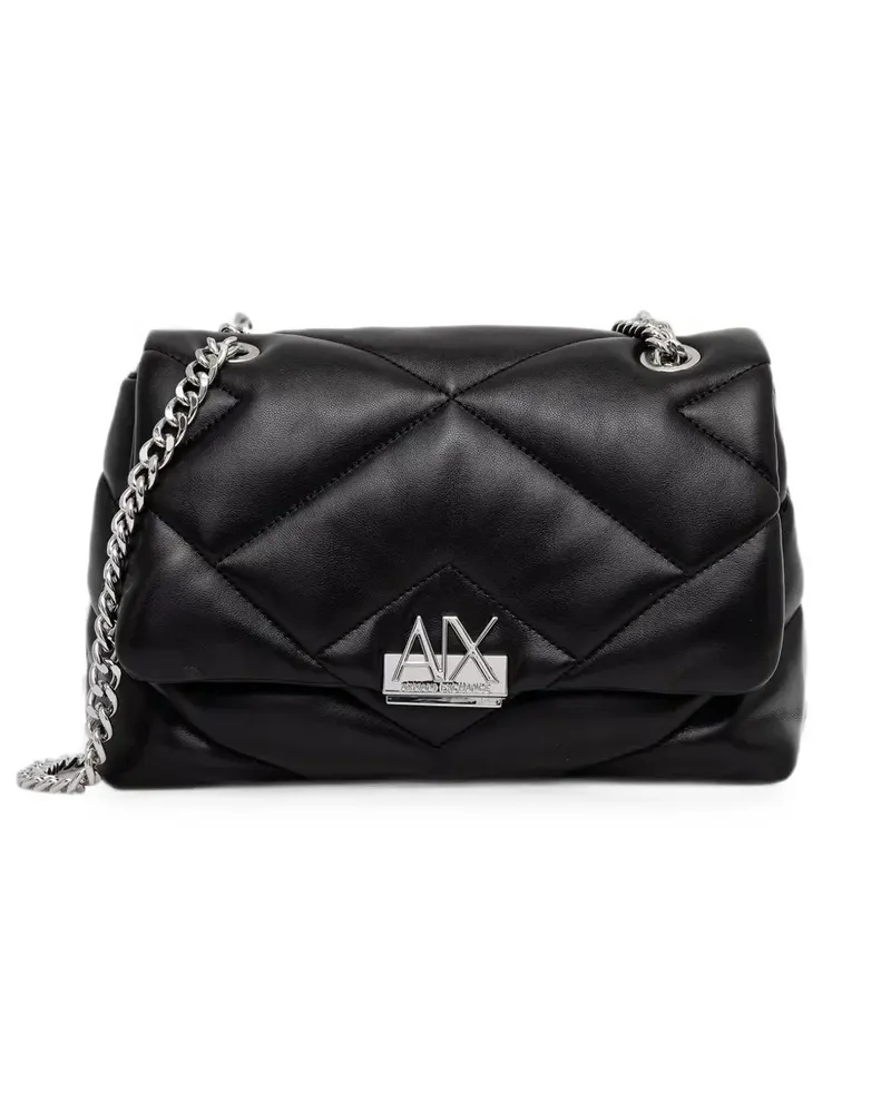 Armani Exchange quilted logo-plaque shoulder bag - Schwarz Schwarz