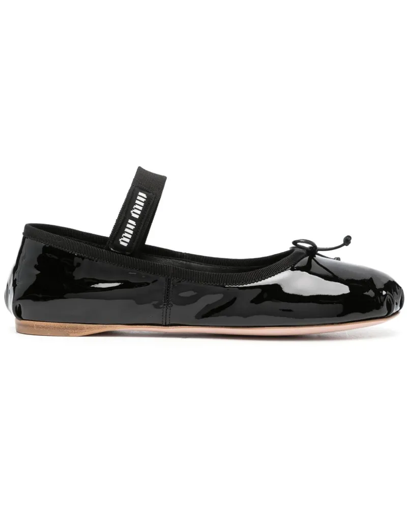Miu Miu Ballerinas mit Logo-Bund - Schwarz Schwarz