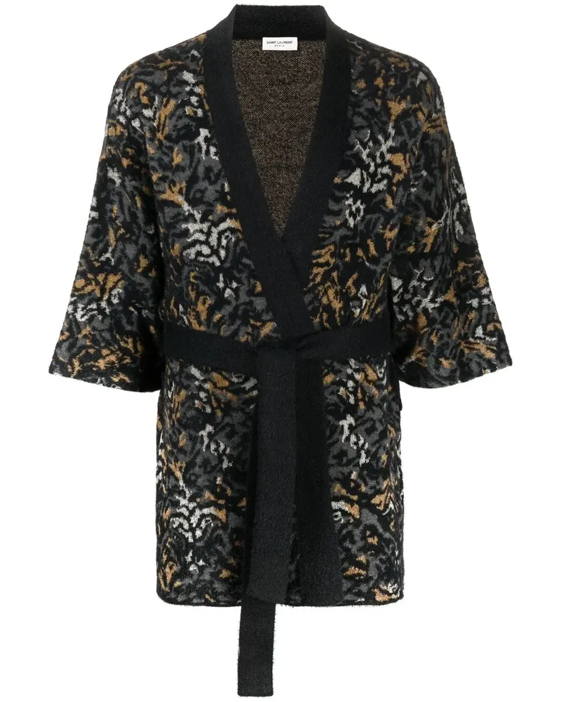 Saint Laurent Cardigan mit Leopardenmuster - Schwarz Schwarz