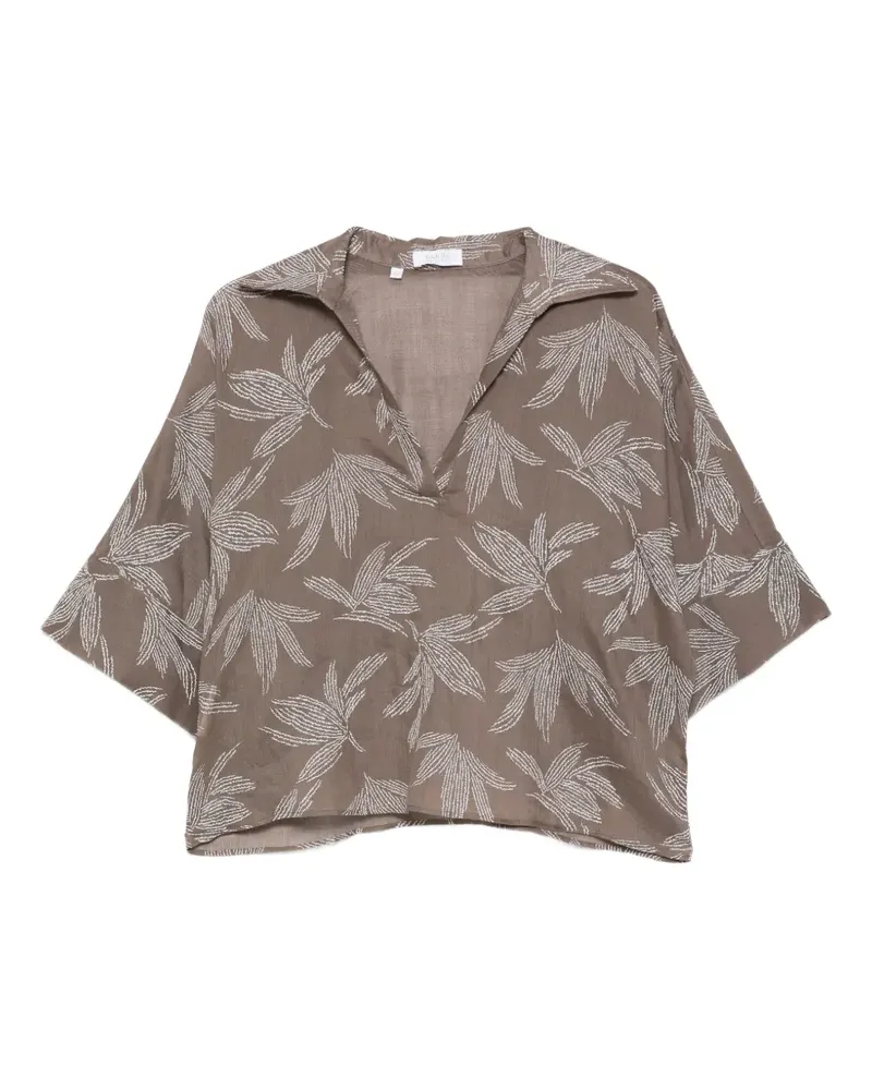 BARBA leaf-print blouse - Braun Braun