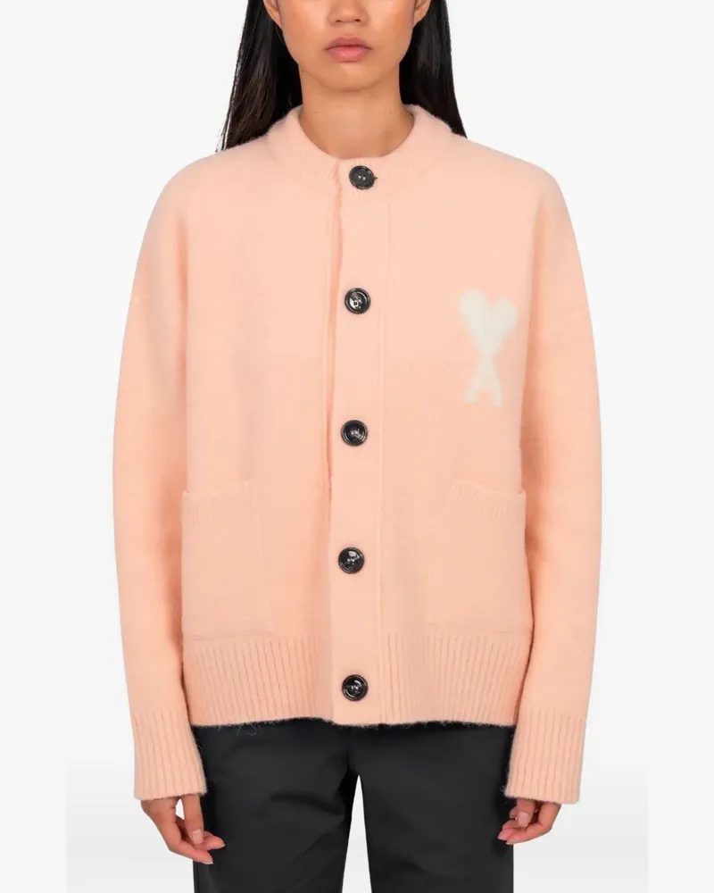 AMI Paris logo-detail button cardigan - Rosa Rosa