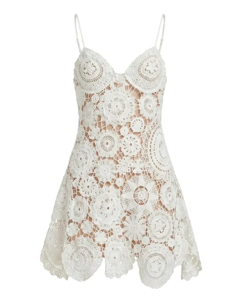 Self-Portrait crochet floral-patchwork mini dress - Weiß Weiß