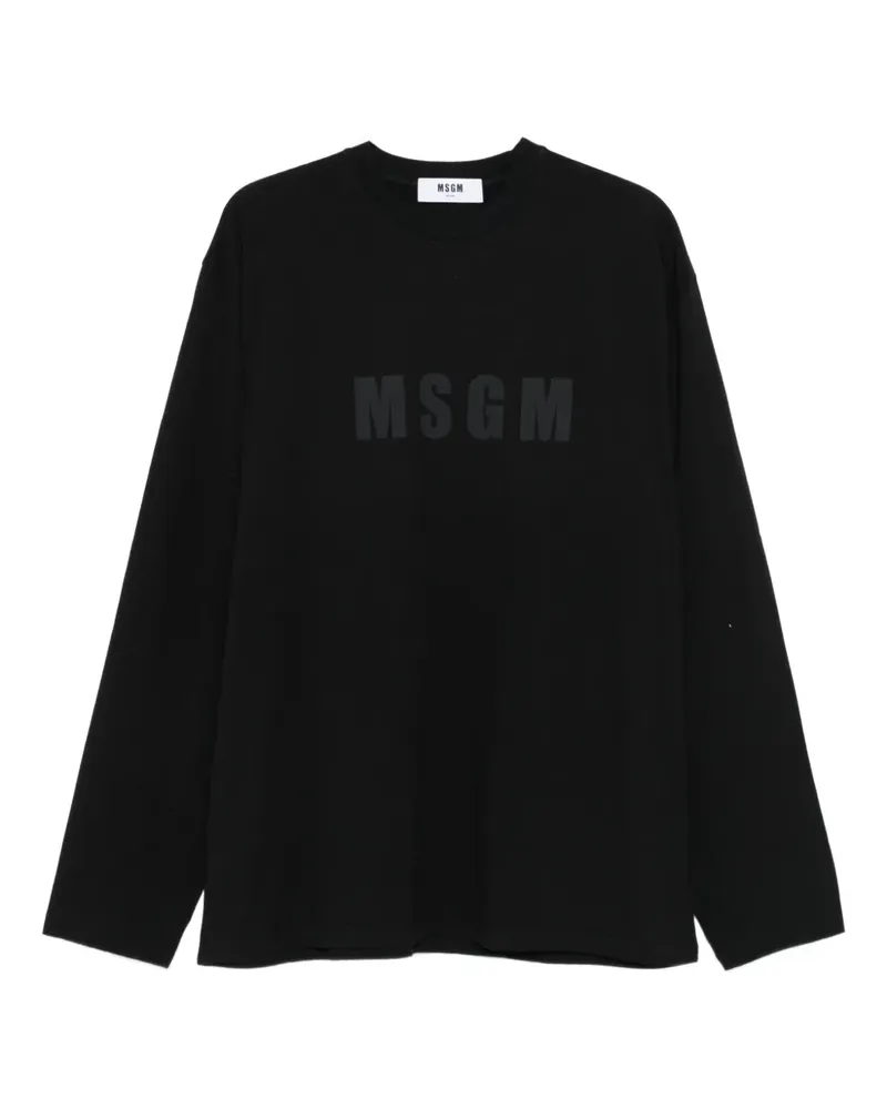 MSGM Langarmshirt mit Logo-Print - Schwarz Schwarz
