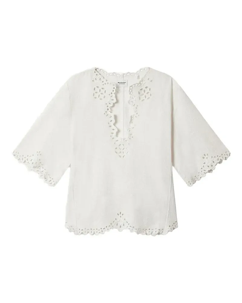 Isabel Marant Shana Bluse mit Lochstickerei - Weiß Weiß