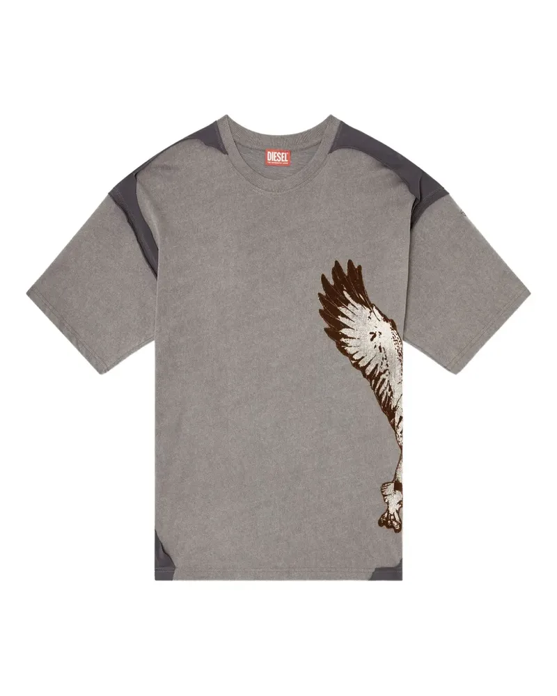 Diesel T-BOXT-PEELOFF T-Shirt mit Adler-Print - Grau Grau