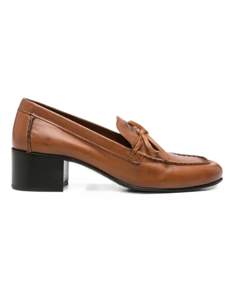 Miu Miu bow-detail leather loafers - Braun Braun